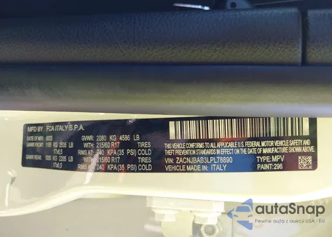 2020 Jeep Renegade Upland 4X4 z USA, uszkodzony, nr VIN ZACNJBAB3LPL78890